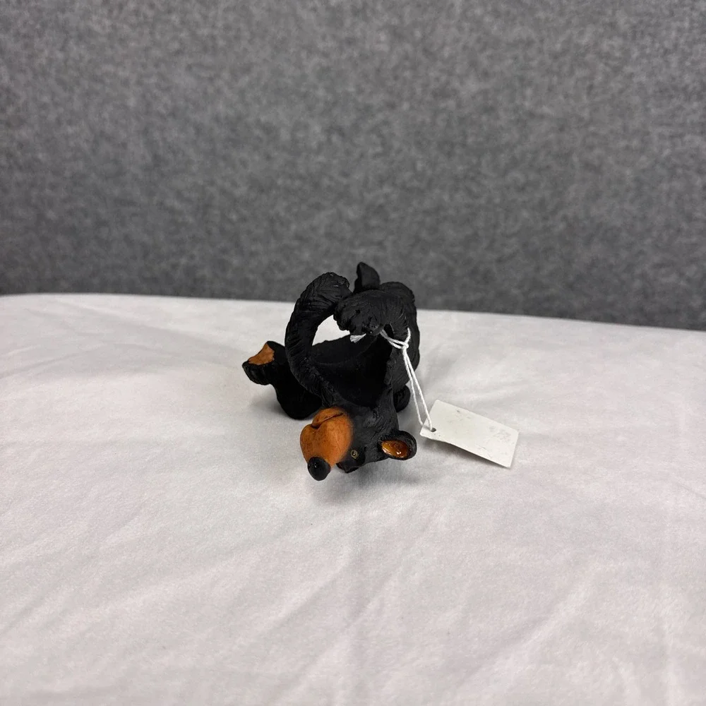 Wilcor Willie Bear Wine Bottle Hanger Figurine Black Resin Cabin Decor GFT3564